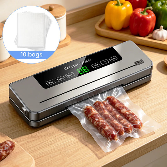 220V Food Vacuum Sealer Machine 5 Modes Dry and Wet Automatic Vacuum Sealer With 10Pcs Bags Home Kitchen Food Preservation